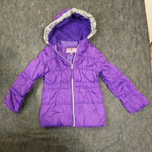 Protection System Girls Purple Puffer Jacket Hood Faux Fur Trim Size 5/6